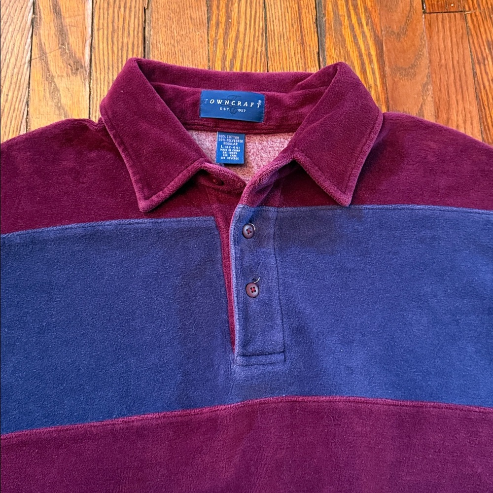 90’s Velour Vintage Rugby Style Collared Shirt - Picture 2 of 11